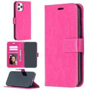 For iPhone 12 / 12 Pro Crazy Horse Texture Horizontal Flip Leather Case with Holder & Card Slots & Wallet & Photo Frame(Rose Red) (OEM)