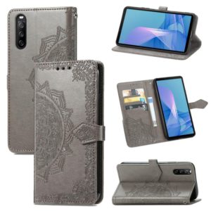 For Sony Xperia 10 III Mandala Embossing Pattern Horizontal Flip Leather Case with Holder & Card Slots & Wallet & Lanyard(Gray) (OEM)