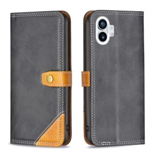 For Nothing Phone 1 Color Matching Double Sewing Thread Leather Phone Case(Black) (OEM)