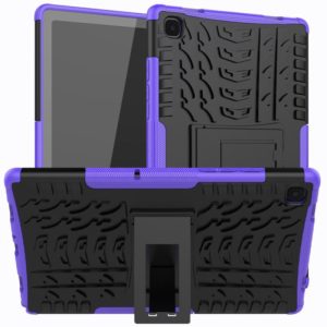 For Samsung Galaxy Tab A7 (2020) T500/T505 Tire Texture TPU+PC Shockproof Case with Holder(Purple) (OEM)