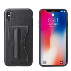 For iPhone XS Max Fierre Shann Full Coverage Protective Leather Case with Holder & Card Slot(Black) (OEM)
