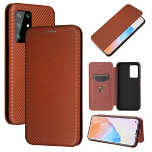 For Cubot X30 Carbon Fiber Texture Horizontal Flip TPU + PC + PU Leather Case with Card Slot(Brown) (OEM)