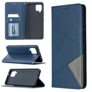 For Samsung Galaxy A42 5G Rhombus Texture Horizontal Flip Magnetic Leather Case with Holder & Card Slots & Wallet(Blue) (OEM)