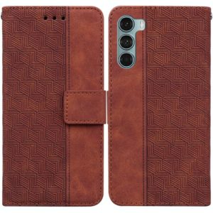 For Motorola Moto G200 5G / Edge S30 Geometric Embossed Leather Phone Case(Brown) (OEM)