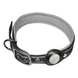 Rust-Proof Thick Belt Buckle Dog Tracking Positioning Neck Ring For AirTag, Size: XL(Gray) (null) (OEM)