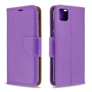 For Huawei Y5P / Honor 9S Litchi Texture Pure Color Horizontal Flip PU Leather Case with Holder & Card Slots & Wallet & Lanyard(Purple) (OEM)
