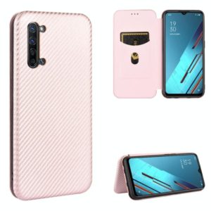 For OPPO Reno3 5G / Find X2 Lite Carbon Fiber Texture Horizontal Flip TPU + PC + PU Leather Case with Card Slot(Pink) (OEM)