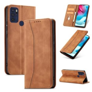 For Motorola Moto G60S Magnetic Dual-fold Leather Phone Case(Brown) (OEM)