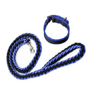 Dog Leash Braided Belt Pet Explosion-Proof Leash, Size: M(Collar Blue+Black) (OEM)