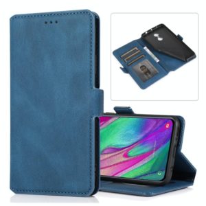 For Samsung Galaxy A40 Retro Magnetic Closing Clasp Horizontal Flip Leather Case with Holder & Card Slots & Photo Frame & Wallet(Navy Blue) (OEM)