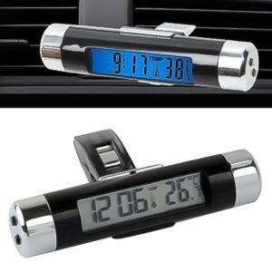 Car Decoration Desk LCD Display Clock & Thermometer with Blue Backlight (OEM)