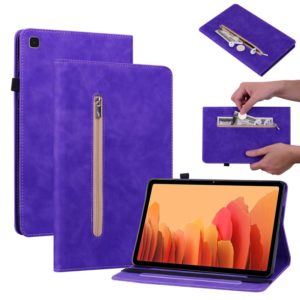 For Samsung Galaxy Tab A7 10.4 2020 SM-T500 Skin Feel Solid Color Zipper Smart Leather Tablet Case(Purple) (OEM)