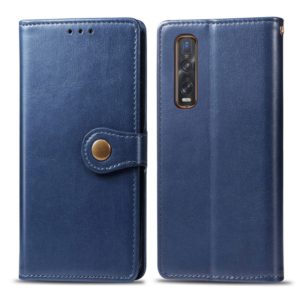 For OPPO Find X2 Pro Solid Color Leather Buckle Phone Case with Lanyard & Photo Frame & Card Slot & Wallet & Stand Function(Blue) (OEM)