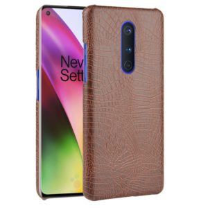 For OnePlus 8 Shockproof Crocodile Texture PC + PU Case(Brown) (OEM)