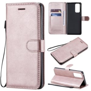 For Huawei Honor 30 Pro Solid Color Horizontal Flip Protective Leather Case with Holder & Card Slots & Wallet & Lanyard(Rose Gold) (OEM)
