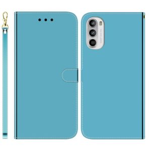 For Motorola Moto G52 Imitated Mirror Surface Horizontal Flip Leather Phone Case(Blue) (OEM)