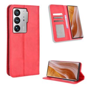 For ZTE Axon 40 Ultra Magnetic Buckle Retro Texture Leather Phone Case(Red) (OEM)