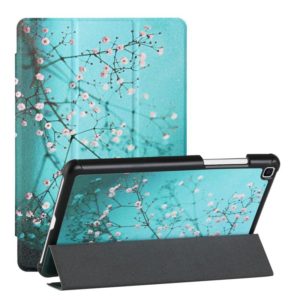 For Samsung Galaxy Tab A 8.0(2019)/T290/T295/T297 Silk Texture Colored Drawing Pattern Horizontal Flip Magnetic PU Leather Case with Three-folding Holder (Plum Blossom) (OEM)