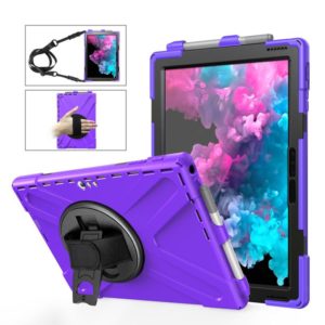 For Microsoft Surface Pro 4 / 5 / 6 / 7 / 7+ Shockproof Colorful Silicone + PC Protective Case with Holder & Hand Strap & Pen Slot(Purple) (OEM)