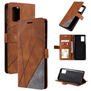 For Samsung Galaxy A02s Skin Feel Splicing Horizontal Flip Leather Case with Holder & Card Slots & Wallet & Photo Frame(Brown) (OEM)
