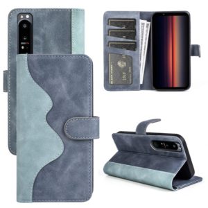 For Sony Xperia 1 IV Stitching Horizontal Flip Leather Phone Case(Blue) (OEM)
