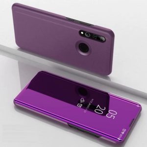 For Huawei P Smart 2020 Plated Mirror Horizontal Flip Leather Case with Holder(Purple) (OEM)