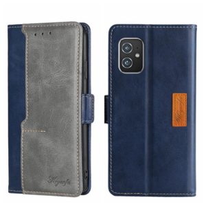For Asus ZenFone 8 ZS590KS Contrast Color Side Buckle Leather Phone Case(Blue + Grey) (OEM)