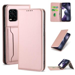For Xiaomi Mi 10 Lite / 10 Youth 5G Strong Magnetism Shockproof Horizontal Flip Liquid Feel Leather Case with Holder & Card Slots & Wallet(Rose Gold) (OEM)