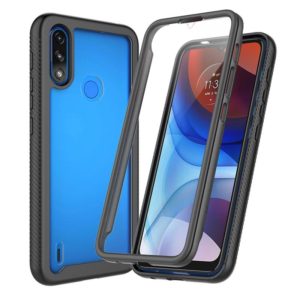 For Motorola Moto E7 Power Starry Sky Solid Color Series Shockproof PC + TPU Protective Case with PET Film(Black) (OEM)