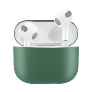 Solid Color Silicone Earphone Protective Case for AirPods 3(Pine Needle Green) (OEM)
