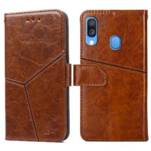 For Samsung Galaxy A40 Geometric Stitching Horizontal Flip TPU + PU Leather Case with Holder & Card Slots & Wallet(Light Brown) (OEM)