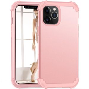 For iPhone 12 / 12 Pro PC+ Silicone Three-piece Anti-drop Mobile Phone Protective Back Cover(Rose Gold) (OEM)
