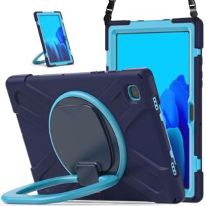 For Samsung Galaxy Tab A7 10.4 (2020) T500 / T505 Silicone + PC Protective Case with Holder & Shoulder Strap(Navy Blue + Blue) (OEM)