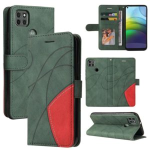 For Motorola Moto G9 Power Dual-color Splicing Horizontal Flip PU Leather Case with Holder & Card Slots & Wallet(Green) (OEM)