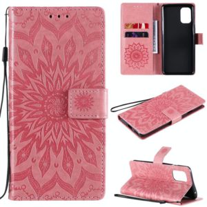 For OnePlus 8T Sun Embossing Pattern Horizontal Flip Leather Case with Card Slot & Holder & Wallet & Lanyard(Pink) (OEM)