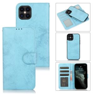For iPhone 12 / 12 Pro KLT888-2 Retro 2 in 1 Detachable Magnetic Horizontal Flip TPU + PU Leather Case with Holder & Card Slots & Photo Frame & Wallet(Sky Blue) (OEM)