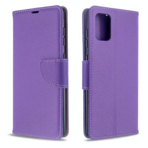For Galaxy A71 Litchi Texture Pure Color Horizontal Flip PU Leather Case with Holder & Card Slots & Wallet & Lanyard(Purple) (OEM)
