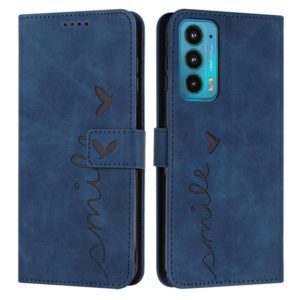 For Motorola Edge 20 Skin Feel Heart Pattern Leather Phone Case(Blue) (OEM)