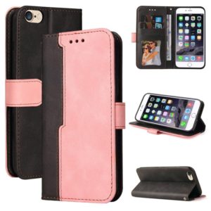 Business Stitching-Color Horizontal Flip PU Leather Case with Holder & Card Slots & Photo Frame For iPhone 6s Plus / 6 Plus(Pink) (OEM)