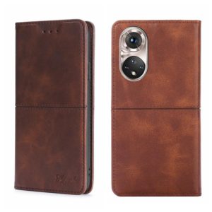 For Honor 50 Pro Cow Texture Magnetic Horizontal Flip Leather Phone Case(Dark Brown) (OEM)