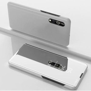 For Xiaomi Redmi 9A Plated Mirror Horizontal Flip Leather Case with Holder(Silver) (OEM)