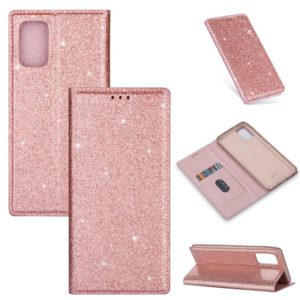 For Samsung Galaxy A91 Ultrathin Glitter Magnetic Horizontal Flip Leather Case with Holder & Card Slots(Rose Gold) (OEM)