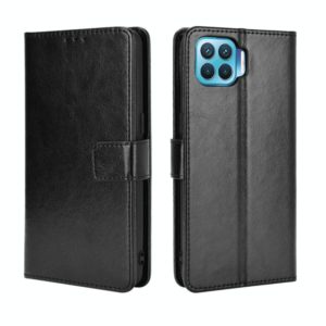 For OPPO F17 Pro /A93 /Reno4 Lite Retro Crazy Horse Texture Horizontal Flip Leather Case , with Holder & Card Slots & Photo Frame(Black) (OEM)