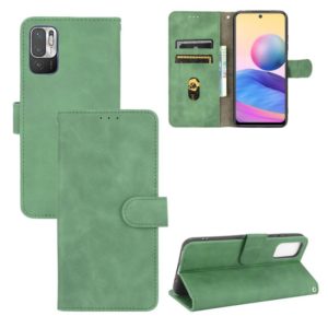 For Xiaomi Redmi Note 10 5G Solid Color Skin Feel Magnetic Buckle Horizontal Flip Calf Texture PU Leather Case with Holder & Card Slots & Wallet(Green) (OEM)