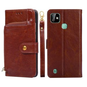 For Infinix Smart HD 2021/X612 Zipper Bag Leather Phone Case(Brown) (OEM)