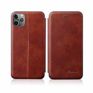 For iPhone 12 Pro Integrated Voltage Retro Texture Magnetic TPU+PU Leather Case with Card Slot & Holder(Brown) (OEM)