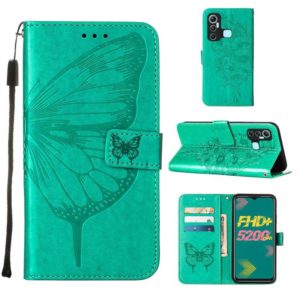 For Infinix Hot 11 Embossed Butterfly Leather Phone Case(Green) (OEM)