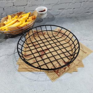 Wrought Iron Fruit Portable Storage Basket Bread French Fries Fried Snacks Portable Basket Large Round Wire (OEM)