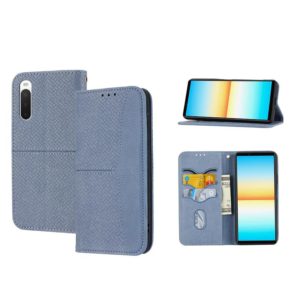 For Sony Xperia 10 IV Woven Texture Stitching Magnetic PU Leather Phone Case(Grey) (OEM)