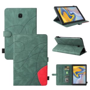 For Samsung Galaxy Tab A 8.0 (2018) T387 Dual-color Splicing Horizontal Flip PU Leather Case with Holder & Card Slots(Green) (OEM)
